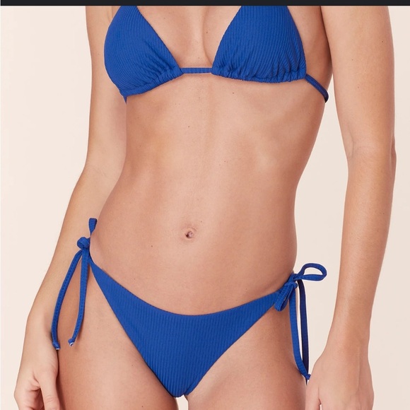 Andie String Bikini Set Ribbed Mazarine Blue size S NWOT - Picture 1 of 8